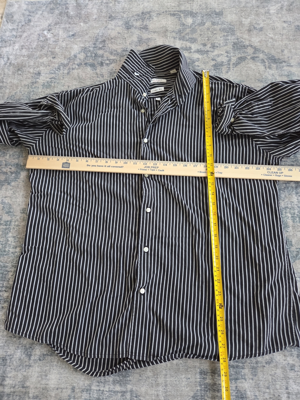 Isaac Mizrahi Black and White Striped Classic Fit Shirt - Picture 4 of 6